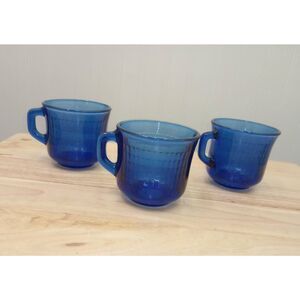 Vintage Forte Crisa cobalt blue mugs. Made in Mexico. set of 3